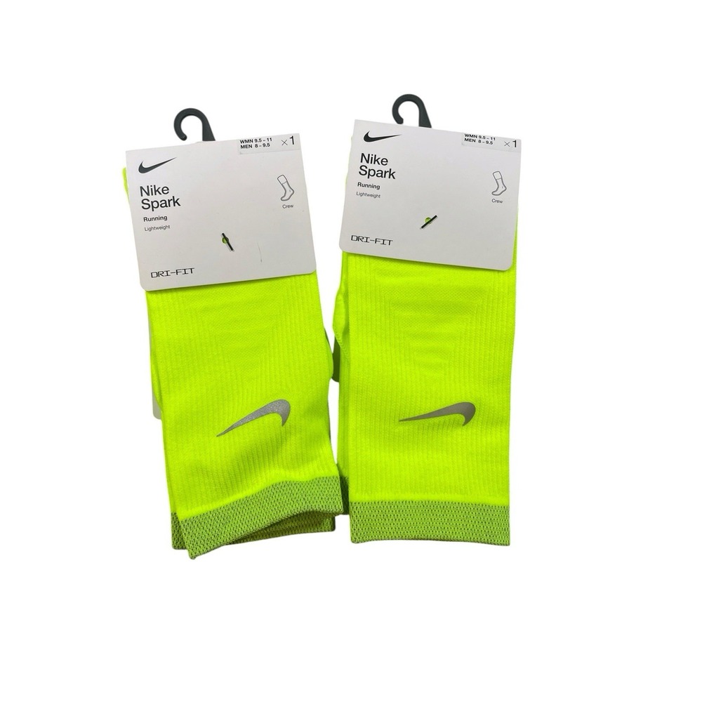 2 Pairs Nike Spark Ankle Lightweight Running Socks Volt Mens Sz 8-9.5 DA3588-702